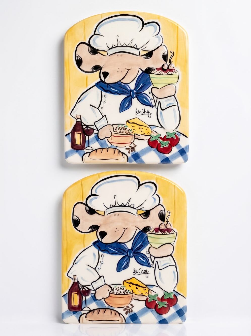 Vintage Boston Warehouse Le Chef Mouse Chef Wall Plaques Set of 2